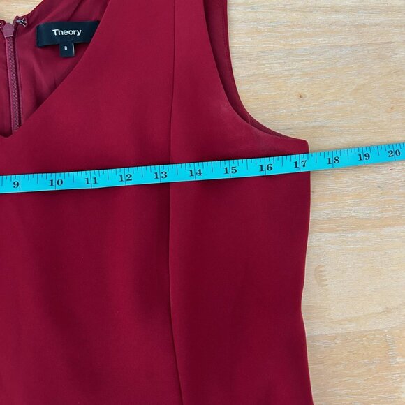 Theory Dress Womens 8 Red Sleeveless‎ V-Neck A-Line Fit & Flare Lined Cocktail - Picture 7 of 9